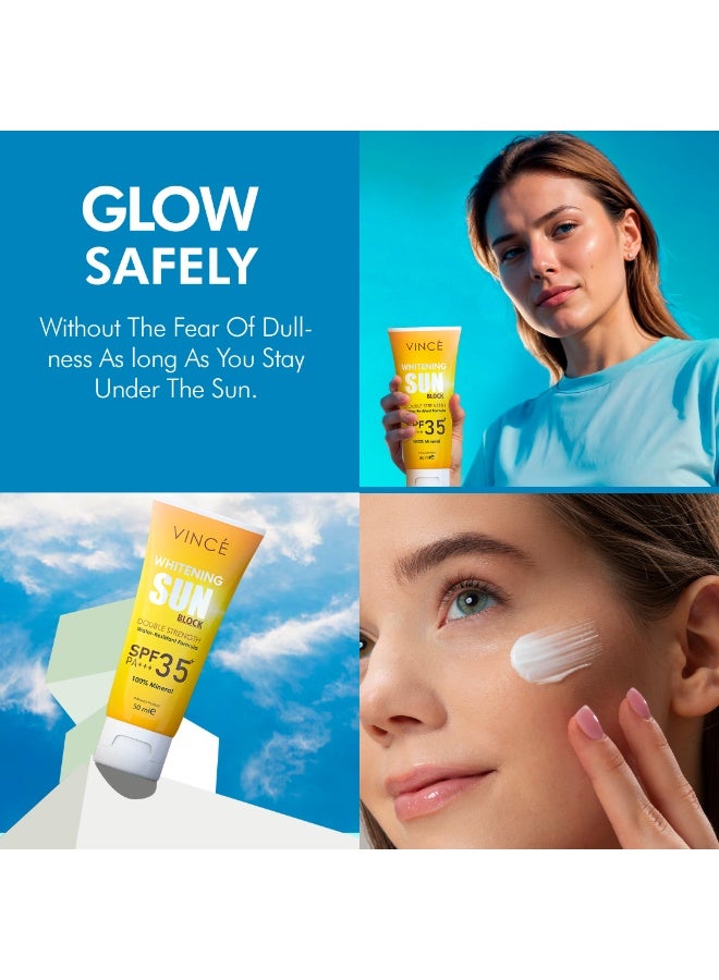 VINCE Sunblock SPF 35 Deal 2 – 100% Mineral Protection Against Sun UVA/UVB Rays – Prevents Sunspots – Hydrates, Brightens Skin, and Prevents Premature Aging – Water-Resistant, 50ml Each - Image 2